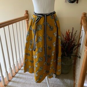 Mustard Yellow Patterned Women's Skirt